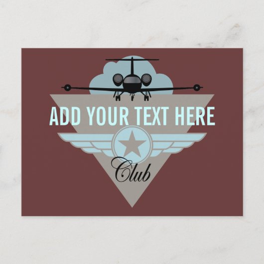 Jet Airplane Wing Club Briefkaart (Voorkant)