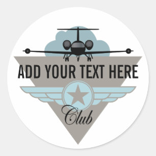 Jet Airplane Wing Club Ronde Sticker