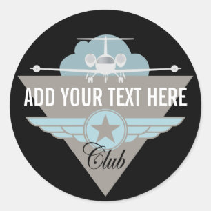 Jet Airplane Wing Club Ronde Sticker