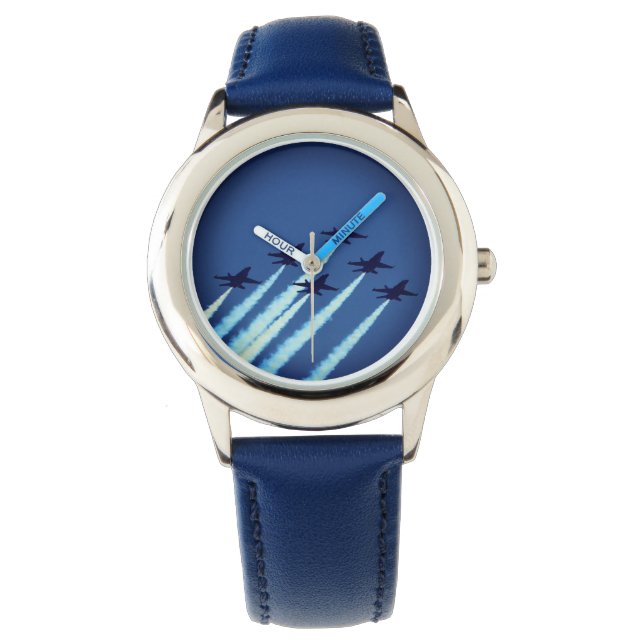 Jet Airplanes vliegen in Formation Blue Angels Horloge (Voorkant)