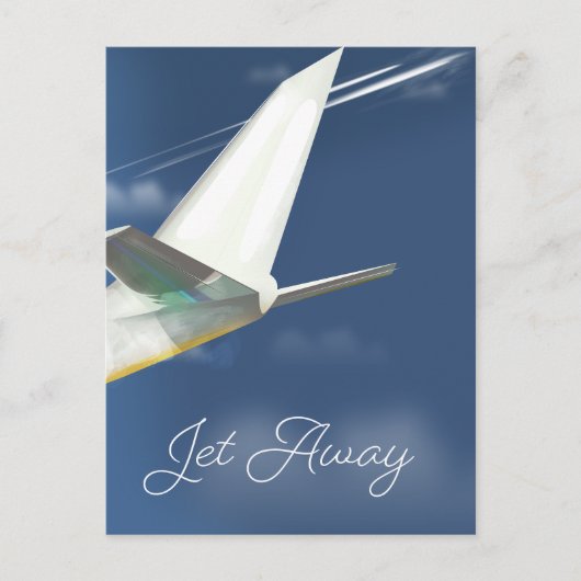 Jet Away reisposter. Briefkaart (Voorkant)