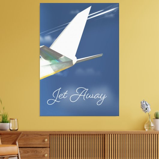 Jet Away reisposter. Canvas Afdruk (Insitu (Woonkamer))