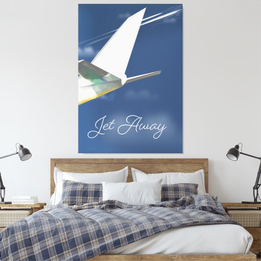 Jet Away reisposter. Canvas Afdruk (Insitu (Slaapkamer))
