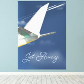 Jet Away reisposter. Canvas Afdruk (Insitu (Houten vloer))