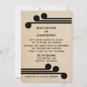 Jet Black Deco Chic Wedding Invite Kaart (Voorkant)