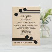 Jet Black Deco Chic Wedding Invite Kaart (Staand voorkant)
