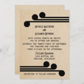 Jet Black Deco Chic Wedding Invite Kaart (Voorkant / Achterkant)