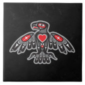 Jet Black Granite Faux Native American Thunderbird Tegeltje (Voorkant)
