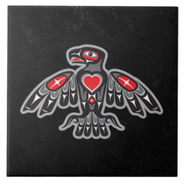 Jet Black Granite Faux Native American Thunderbird Tegeltje