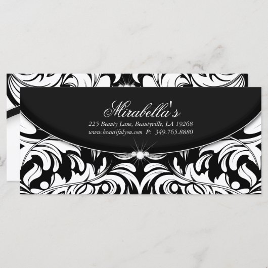 Jet Black Holiday Gift Certificate Classy Damask (Voorkant / Achterkant)