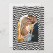 Jet Black & Ivory Linen Art Deco Wedding Photo Kaart (Achterkant)