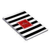 Jet Black Monogrammed Awning Stripe Notitieboek (Rechterzijde)