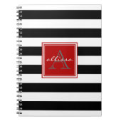 Jet Black Monogrammed Awning Stripe Notitieboek (Voorkant)