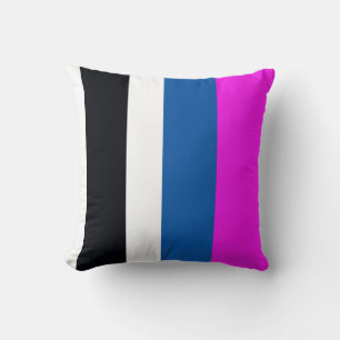Jet Black, Pure White, Teal Blue, Hot Pink Strepen Kussen