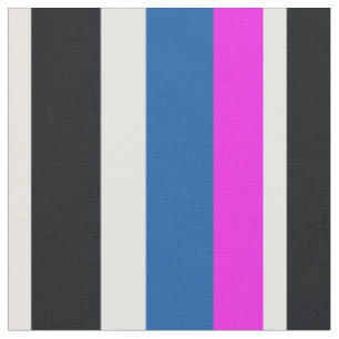 Jet Black, Pure White, Teal Blue, Hot Pink Strepen Stof