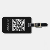Jet Black QR CODE Aangepast Bagagelabel (Voorkant horizontaal)