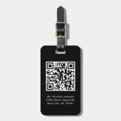 Jet Black QR CODE Aangepast Bagagelabel (Voorkant verticaal)
