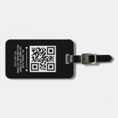 Jet Black QR CODE Aangepast Bagagelabel (Voorkant horizontaal)