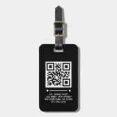 Jet Black QR CODE Aangepast Bagagelabel (Voorkant verticaal)