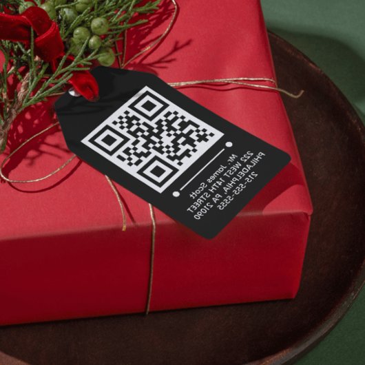 Jet Black QR CODE op maat  Cadeaulabel