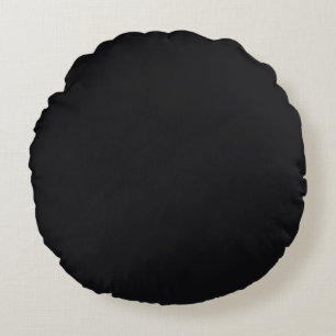 Jet Black Solid Color Rond Kussen