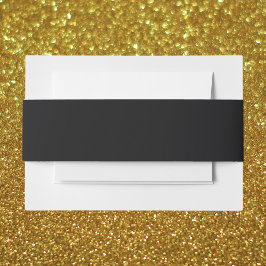 Jet Black Solid Color Uitnodigingen Wikkel