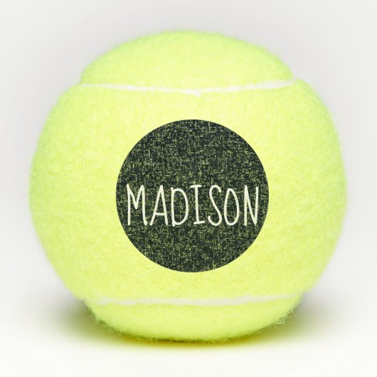 Jet Black Super Cute Custom Name Tennisballen (Voorkant)