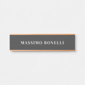 Jet Black & White Minimalist Plain Modern Deurbordje (Voorkant)