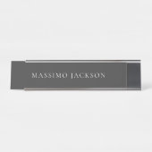 Jet Black & Wit Minimalistisch Eenvoudig Modern Bureau Naambordje (Voorkant)