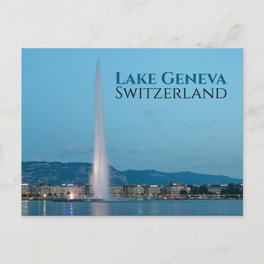 Jet d'Eau Genève om 's nachts Briefkaart (Voorkant)