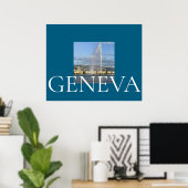 Jet d'Eau in Genève  Poster (Thuiskantoor)