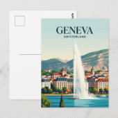 Jet d'Eau Zwitserland Briefkaart (Voorkant / Achterkant)