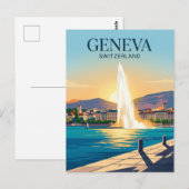 Jet d'Eau Zwitserland Briefkaart (Voorkant / Achterkant)