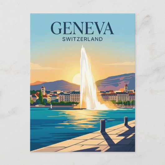 Jet d'Eau Zwitserland Briefkaart (Voorkant)