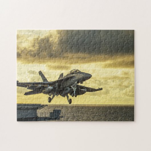 Jet die de militaire puzzel van Jigzaag afvoert Legpuzzel (Horizontaal)