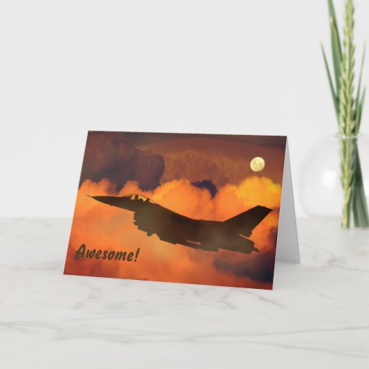 Jet en Volle Maan Militaire Dienst Dank U Kaart (Voorkant)