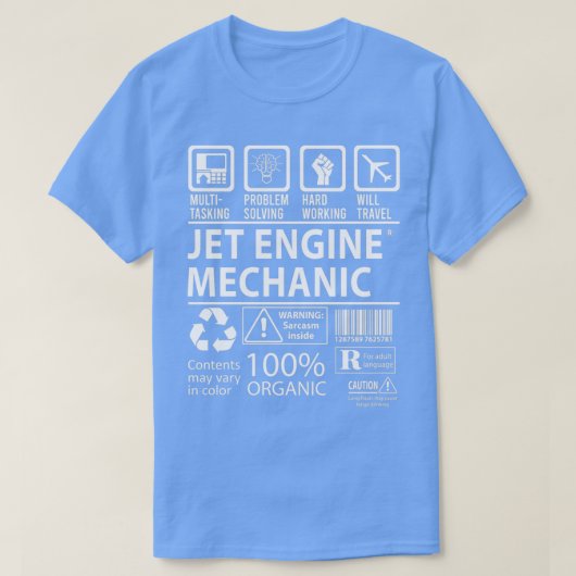 Jet Engine Mechanic MultiTasking Certified Job Gif T-shirt (Design voorkant)
