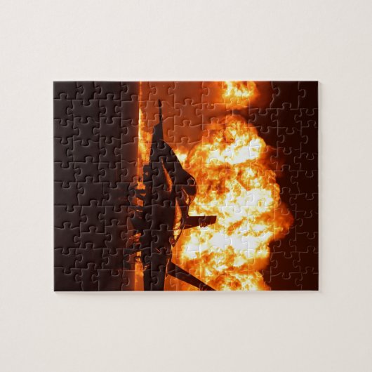 Jet Fighter Flames Legpuzzel (Horizontaal)