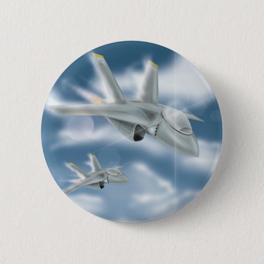 Jet Fighter Vliegtuig Ronde Button 5,7 Cm (Voorkant)