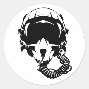 Jet pilot helm ronde sticker
