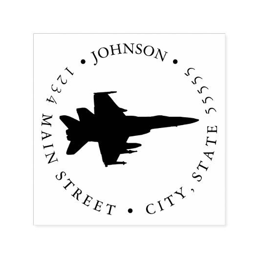 Jet Pilot Silhouette Return Label Zelfinktende Stempel (Design)