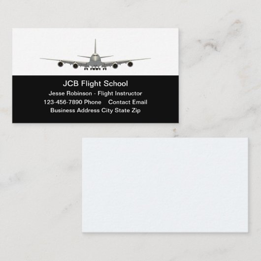 Jet Plan Flight School Theme Visitekaartjes (Voorkant / Achterkant)