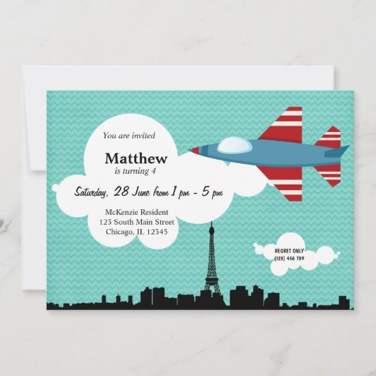 Jet Plane Birthday (blauw) Kaart (Voorkant)