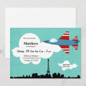 Jet Plane Birthday (blauw) Kaart (Voorkant / Achterkant)