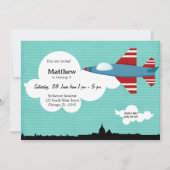 Jet Plane Birthday (blauw) Kaart (Voorkant)