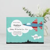 Jet Plane Birthday (blauw) Kaart (Staand voorkant)