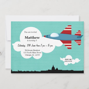 Jet Plane Birthday (blauw) Kaart