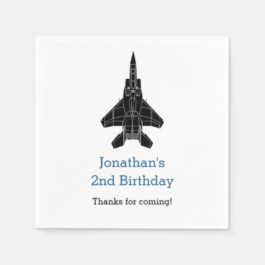 Jet Plane Boy Birthday Napkins (gepersonaliseerd) Servet (Voorkant)