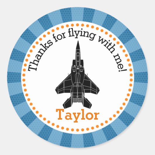 Jet Plane Favor Sticker (Boys Birthday Party) (Voorkant)