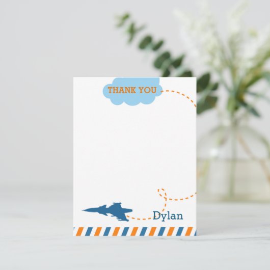 Jet Plane - Hartelijk dank - Fighter Plane Bedankkaart (Staand voorkant)